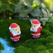 Миниатюрная Статуэтка Санта-Клауса, сказочное садовое украшение, скульптура в виде здания, подарок из смолы, детское Рождественское украшение