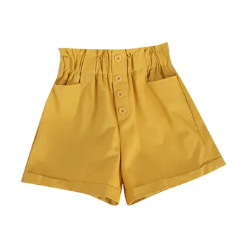

Hiawatha High Waist Solid Color Summer Shorts Fashion Women Elastic Waist Loose Short Pants B237