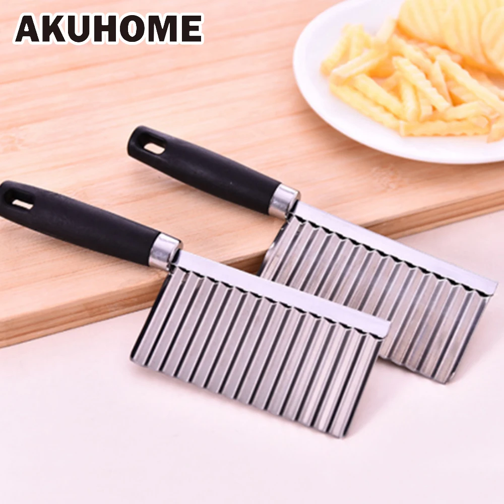 

Stainless Steel Kitchen Cooking Cutter Tool Simple and Creative French Fries Vegetables Potato Wavy Cutter AKUHOME