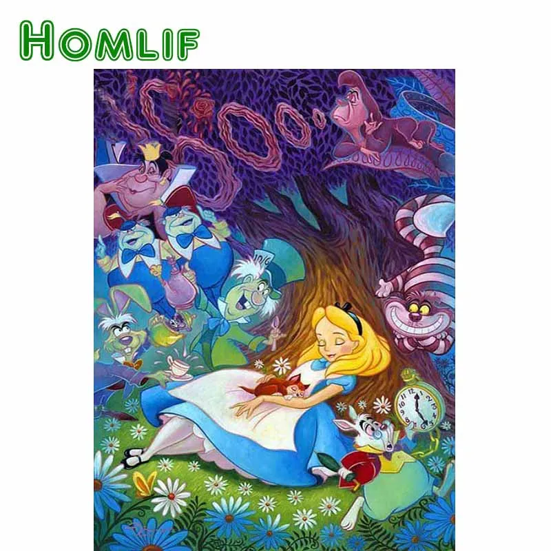 HOMLIF 5d diy Алмаз Вышивка Животных принцесса алмазов картина вышивки крестом полный