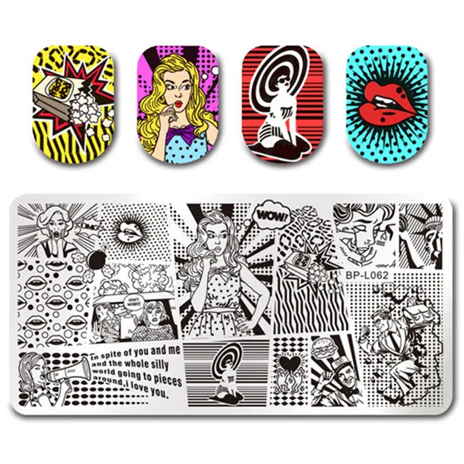 BORN PRETTY геометрический шаблон для штамповки ногтей в лондонском стиле мода девушка прямоугольная тарелка маникюр Рисунок для нейл-арта пластины