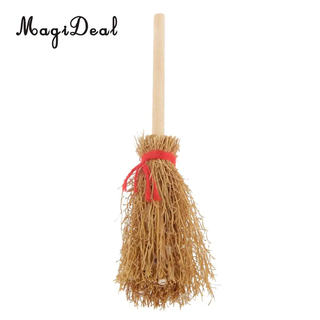 MagiDeal 1Pc 1/12 Dollhouse Furniture Miniature Wood Broom for Dolls House Kitchen Yard Garden Acc Kids Play Cleaning Tool Toy