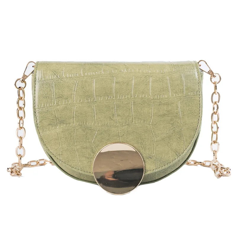 

2019 New Fashion Semi-circular Bag Simple Fashion Half Moon Chain Bag Ladies Single Shoulder Bag Small Leather Bag