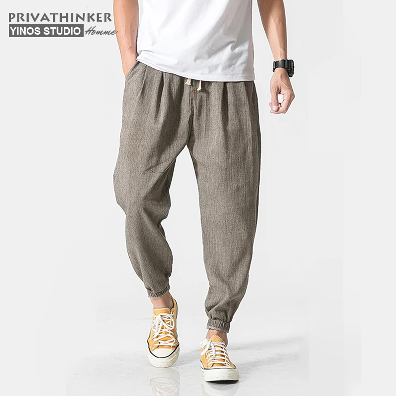 Бренд Privathinker, повседневные шаровары, Мужские штаны для бега, мужские брюки для фитнеса, мужские китайские традиционные Харадзюку, летняя одежда - Цвет: Серый