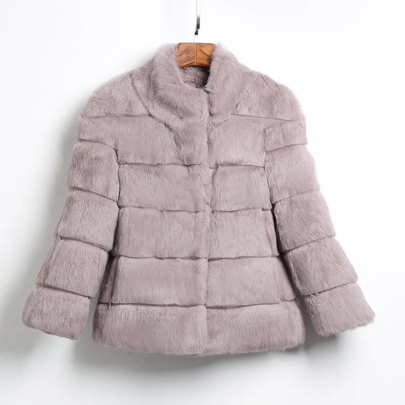 Женская куртка из натурального кроличьего меха TopFurMall короткие пальто на осень и