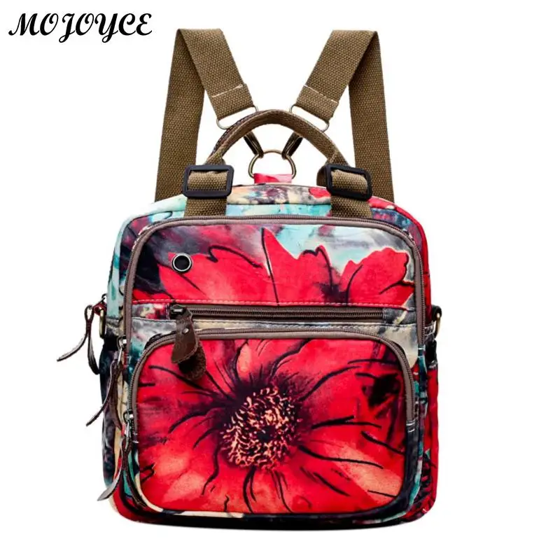 

Chinese Style Women Retro Flowers Print Backpack Famous Design Zipper Travel Backpack Portable Large Capacity Shoulder Bag New