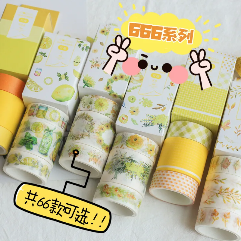 

10 set/lot DIY Japanese Paper Decorative Adhesive Tape Cartoon 666 series Washi Tape/Masking Tape Stickers