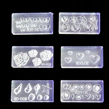 

6Pcs 3D Stereo Mini Flower Carving Mold Nail Art Mould Template Silicone Mold
