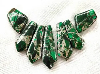 

High Quality Sea Imprerial Jasper Nested Blue Red Purple Violet Rectangle Column 11 pcs Graduated Pendant Set 10x20-50mm Beads