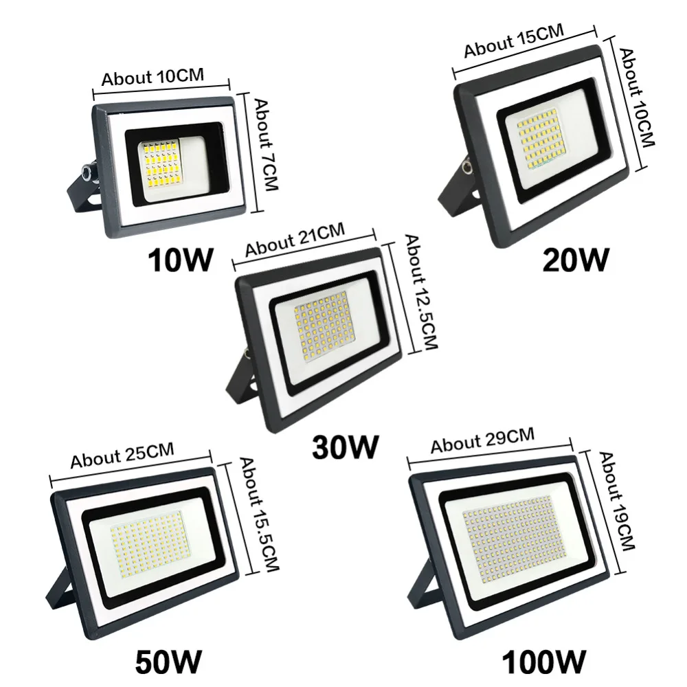 Светодиодный точечный светильник, наружный светильник, проектор, отражатель, настенный светильник, 220 В, садовый квадратный светодиодный прожектор, 10 Вт, 20 Вт, 30 Вт, 50 Вт, 100 Вт, прожектор, светильник