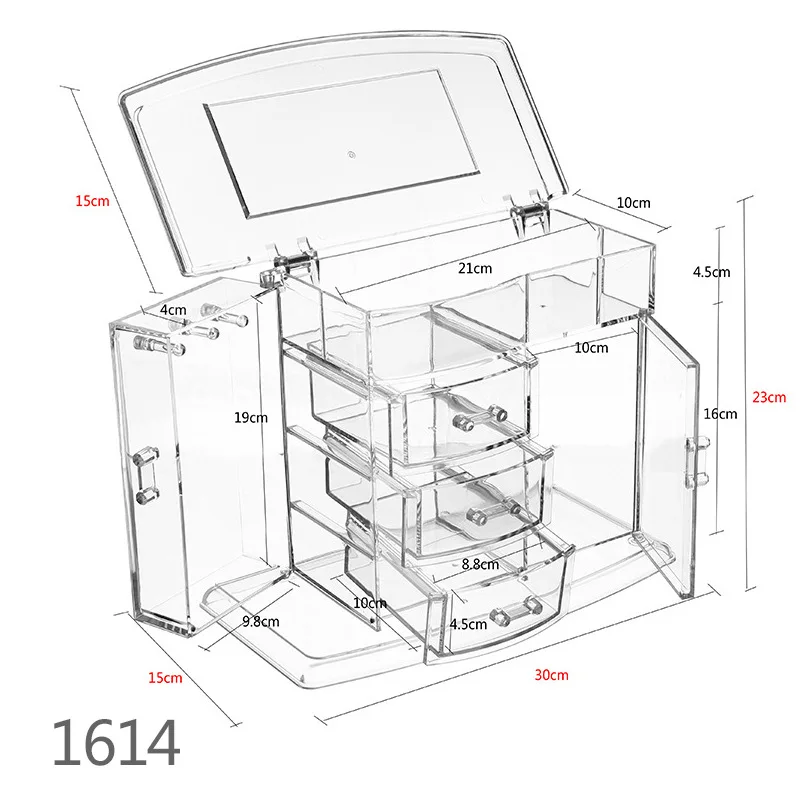 Акриловый Органайзер для ювелирных изделий, модный косметический ящик для хранения косметических средств, многофункциональный ящик для хранения ювелирных изделий для ухода за кожей - Цвет: 30cm 23cm 15cm