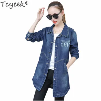 

Tcyeek 2019 Women's Fashion Autumn Jean Jackets Feminine Denim Jacket Elegant Loose Style Office Ladies Outerwear Coats LWL474