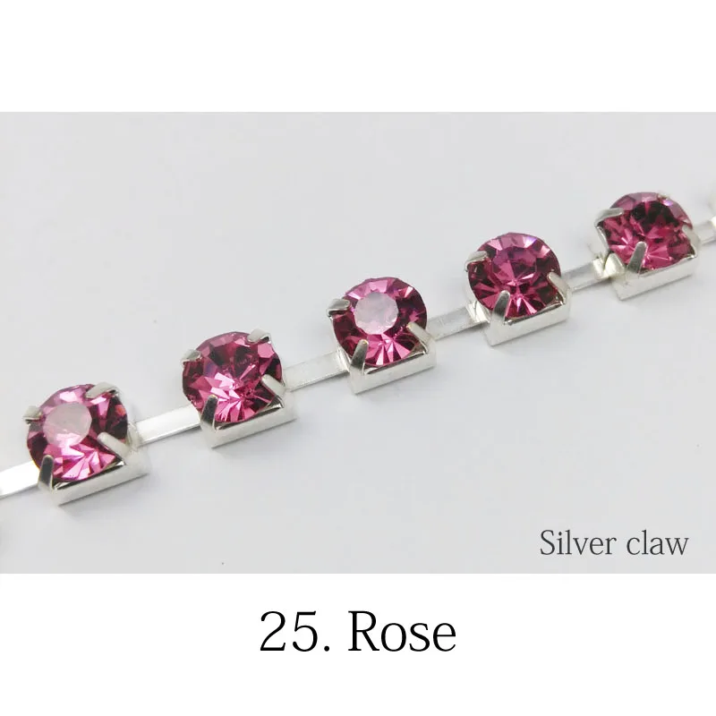 Новая распродажа SS28 с украшением в виде кристаллов Стразы Кубок цепи 1/3/5 ярдов 32 цвета кристаллами серебряные цепочки для одежды и платьев - Цвет: Rose