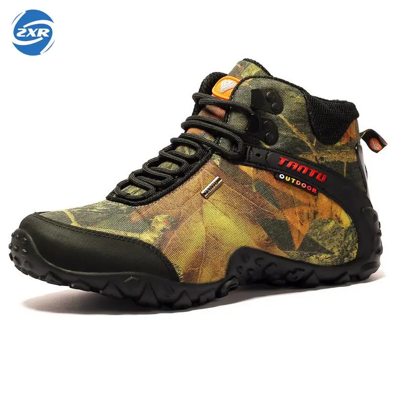 

New Outdoors Waterproof Canvas Hiking Tactical Shoes Boots Anti-skid Wear Resistant Breathable Fishing Climbing High Shoes