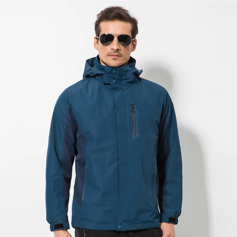 

DZRZVD Winter Outdoor Ski Hiking Fleece Jacket Men Large Size Two-Piece Warm windbreaker Windproof Waterproof Men Hooded Coats