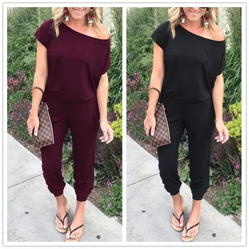 

overalls for women Spring Summer 2019 New Casual Short Sleeve Female Jumpsuit Sexy Off Shoulder women's overall Jumpsuit Rompers