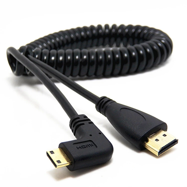 HDMI под прямым углом Mini HDMI пружинный изогнутый гибкий кабель V1.4 DSLR 0,5 M/2 M - Цвет: MINI HDMI Right