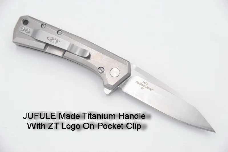 JUFULE сделано ZT0808 складной titanium ручка D2 лезвие шариковый подшипник Flipper Отдых на природе охоты Карманный выживания EDC инструмент кухонный нож