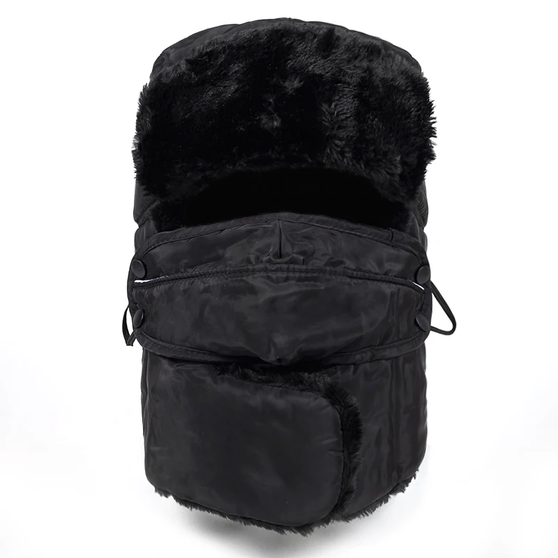

High Quality Men And Women Winter Hat Super Warm Thicker Bomber Hats With Mask Resist Snow Windproof Ride Hats Couple Ski Cap
