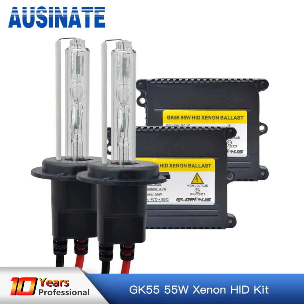 1 комплект AC 55 Вт H7 ксеноновая лампа H1 H3 H4 H11 H8 H9 9005 9006 881 D2S HID Xenon комплект 4300K 5000k 6000K 8000K ксенона H7 автомобильный светильник лампочка