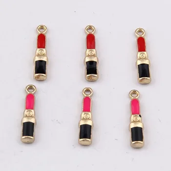 

100pcs Enamel charm 2 color Lipstick Exquisite Alloy Pendants 18*3mm 0.7g Handmade Jewelry Making DIY Alloy accessories Hot