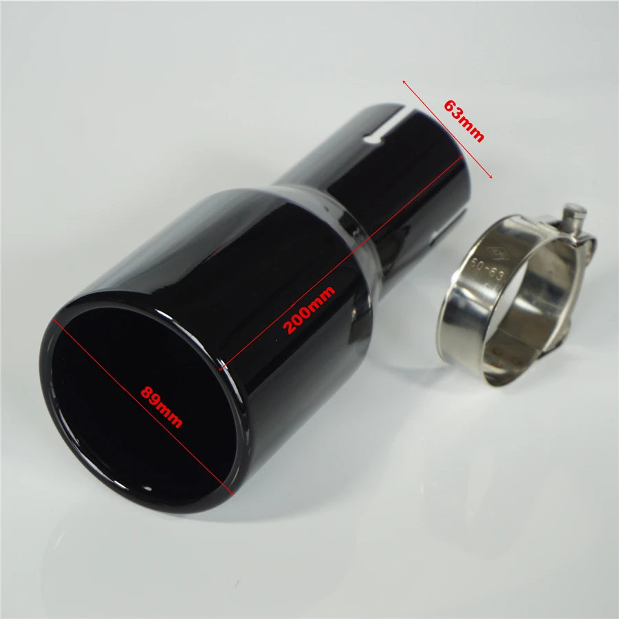 Universal 2.5" Inlet 3.5" Outlet Full Baking paint Black stainless steel Car Exhaust Tip Auto Tail Pipe Muffler Nozzle