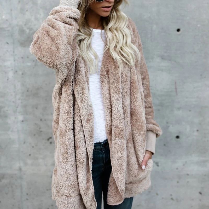 

Fashion Women Autumn Winter Plush Hooded Sweatershirt Coats Long Sleeve Warm Cardigan Outwear Jacket Blusas Plus Size 3XL