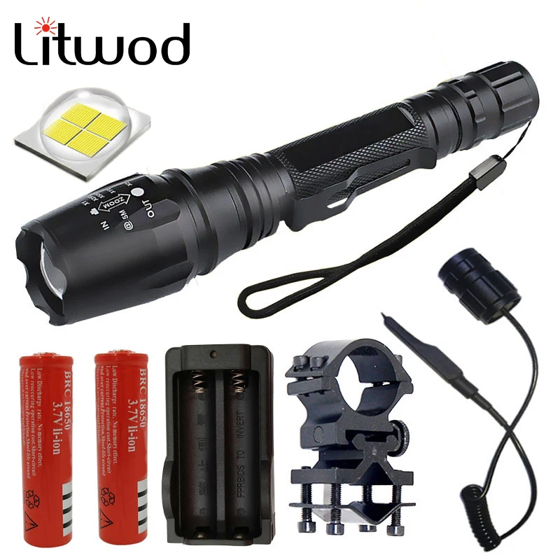 Светодиодный фонарик Litwod Z15V5 ффонарь 8000 Люмен с регулируемым фокусировкой для