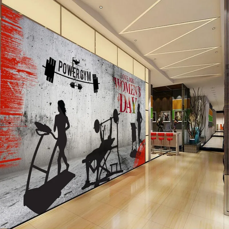 

Custom photo wallpaper Gym Lifting Treadmill Bodybuilding Tooling Background Wallpaper custom high definition murals