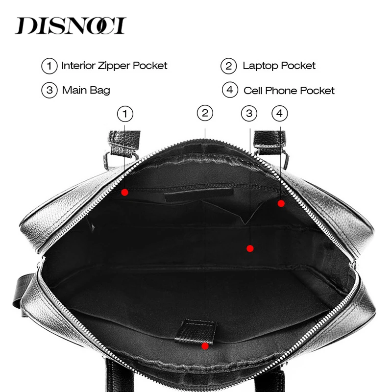 DISNOCI Business Men Handbags Genuine Leather Men's Briefcase Crocodile Pattern Men Shoulder Messenger Bag 14" Laptop Bag