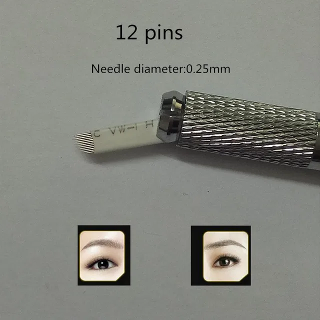 50 PCS S12 Permanent Eyebrow Makeup Manual Tattoo Bevel Blades 12 Needles 50 PCS S12 Permanent Eyebrow Makeup Manual Tattoo Bevel Blades 12 Needles