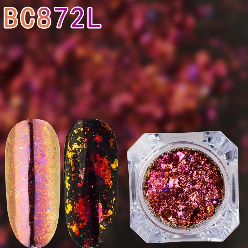 BEAUTYBIGBANG блеск для ногтей порошок эффект чешуйки блестки зеркало хром пигмент Блестки для ногтей Хамелеон дизайн ногтей - Цвет: 8A