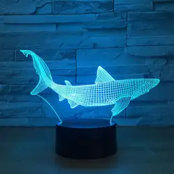 Новый акула USB 3D светодиодный стол для рыбалки лампа домашний декор для вечеринки 7 цветов Изменение Night Light Touch дистанционный прикроватной