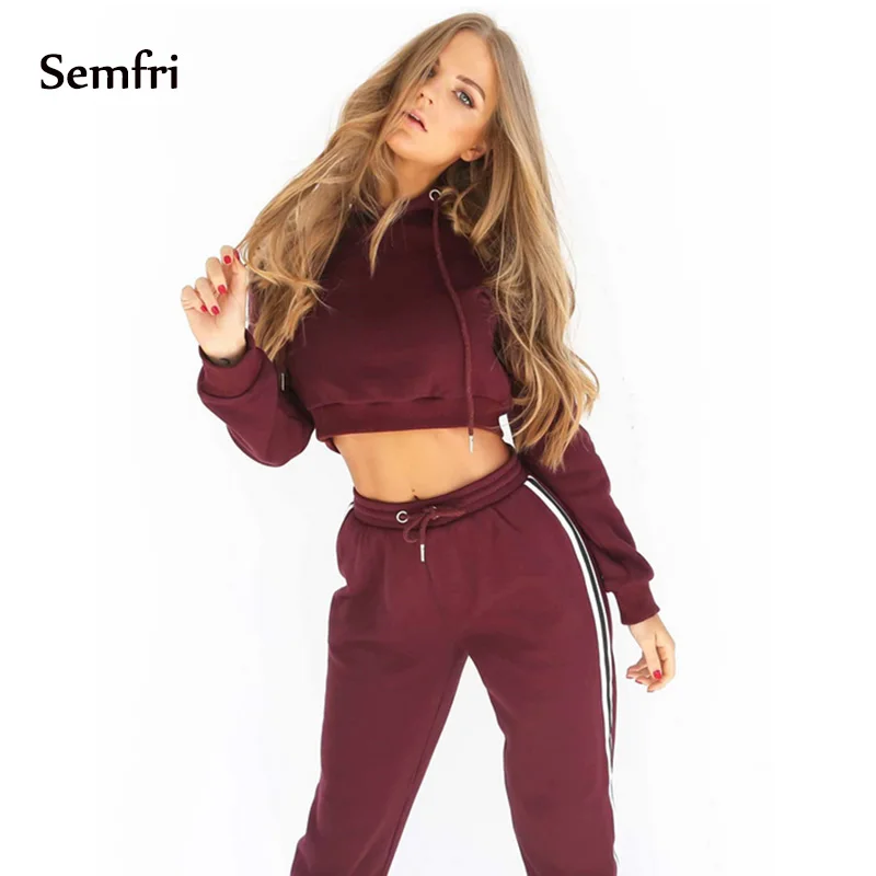 Semfri Tracksuit Set Women 2pcs Hoodie Sweatshirt Crop Top Hoodies+Side Stripe Pants Winter Autumn Clothing Suits Activewear Semfri Tracksuit Set Women 2pcs Hoodie Sweatshirt Crop Top Hoodies+Side Stripe Pants Winter Autumn Clothing Suits Activewear