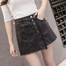 2 цвета s-xl весенние джинсовые шорты однобортные джинсы с высокой талией женские(B1067