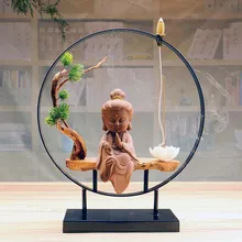 Creative The Lovely Little Monk Buddha Censer Backflow Incense Burner For Living Room and Home Office Teahouse Home Decor Zen