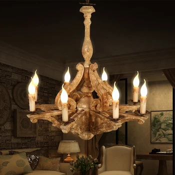

American-style rural retro industrial wind living room restaurant European creative villa wood chandelier lighting