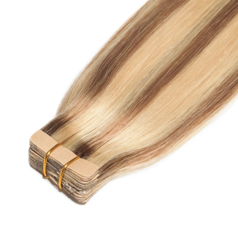 Rechoo волосы для наращивания на ленте Nordic Цвет Remy человеческие волосы P16/22 T4/27/P4 Цвет 50 г/шт. прямые бразильские пряди волос на ленте