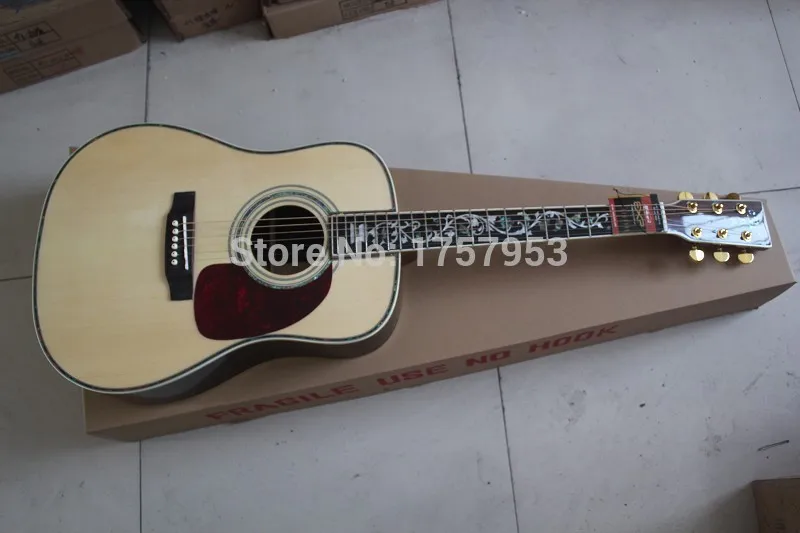 

custom guitar factory 2017 new Top Quality Solid Spruce Top Rosewood Back & Sides Tree of Life Inlay Acoustic 45 Guitar In Stock