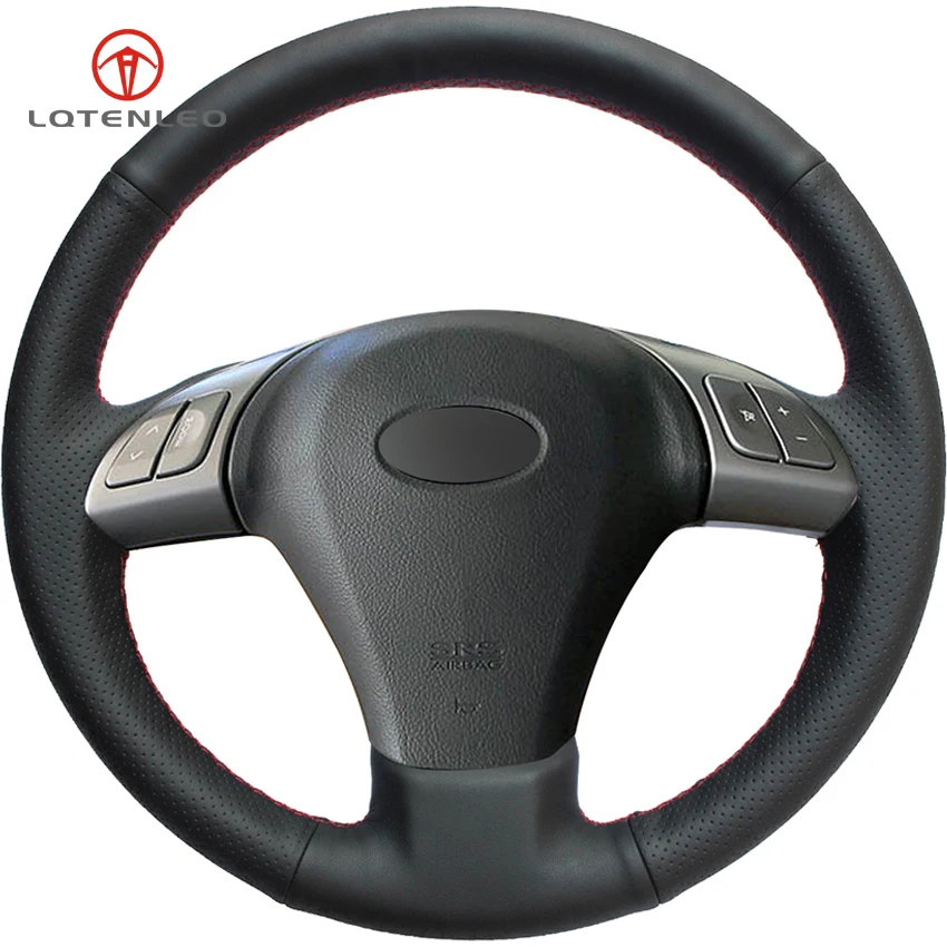 

LQTENLEO Black Genuine Leather DIY Hand-stitched Car Steering Wheel Cover For Subaru Tribeca 2007-2011