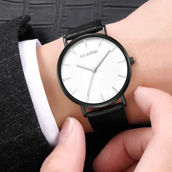 

CUENA Fashion Brand Men's Watch Leather Military Casual Analog Quartz Men Clock Wrist Watch Business Watches relojes hombre