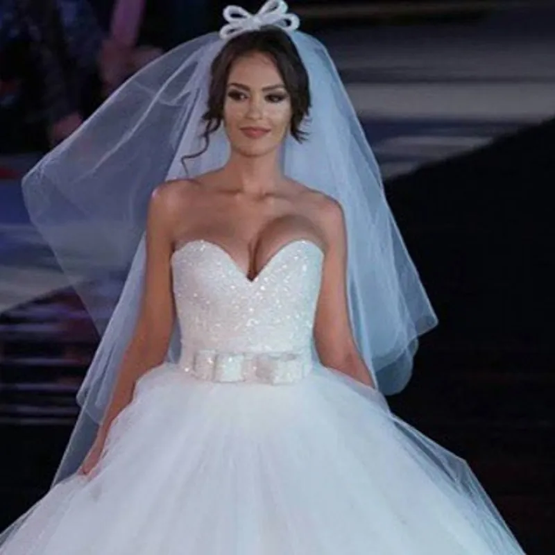 Corset Top Tulle Ball Gown Wedding Dress 2016 New Sweetheart Glitter Corset Top Tulle Ball Gown Wedding Dress 2016 New Sweetheart Glitter Beading Bridal Gowns Vestido Noiva Di In Dresses From Weddings Events