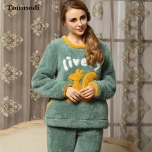 Женские пижамы зимние Утепленные коралловые флисовые аниме, плюшевая пуловер для сна для девочек, длинный фланелевый Халат, пижамный комплект