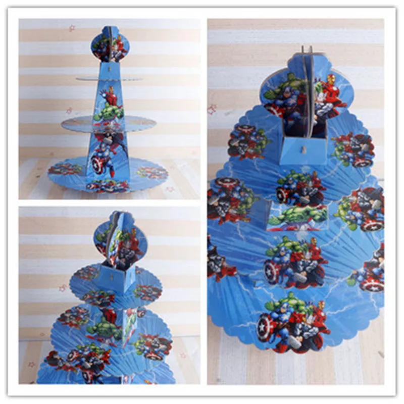 

1pcs/lot Cake Stand Avengers Party Disposable Tableware Baby Shower Holiday Children Birthday Party Decoration Party Supplies
