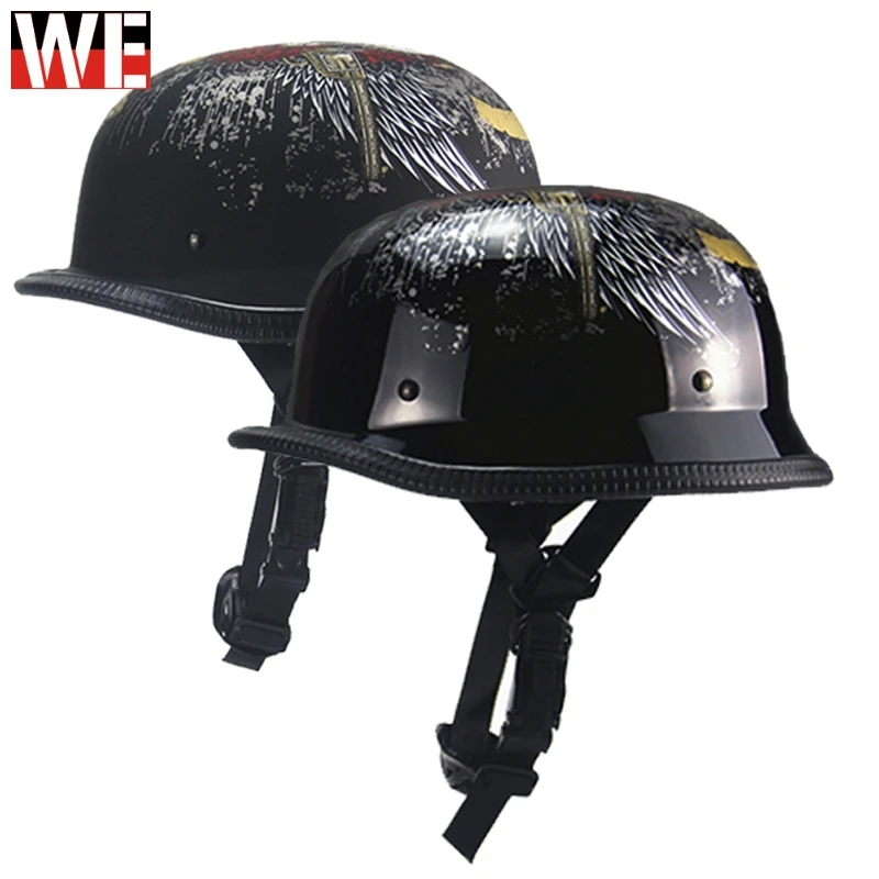 

Moto Scooter Helmet Half Face Vintage Motorcycle Helmet Retro German Chopper Head Safety Protection Gear DOT approved