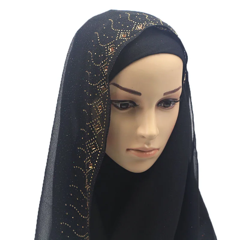 

Pearl Chiffon Headscarf hot drilling long term long scarves female shawl hijab bufanda hombre