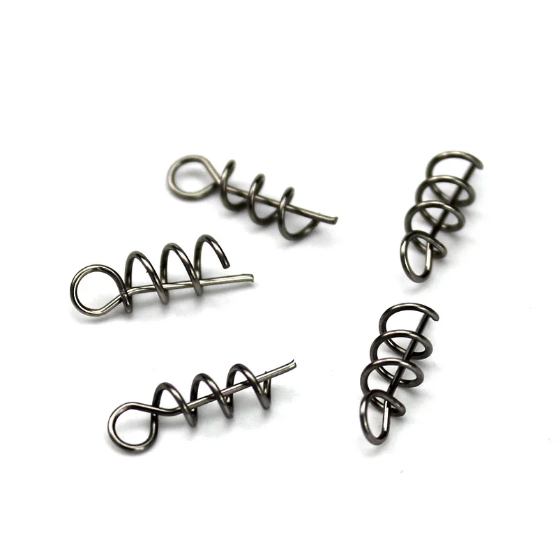 

50pcs/lot Fishing Lure Soft Pin To Fixed Latch Needle Soft Worms Fishing Bait Spring Silver Color Peche Fishing Tackle Pesca