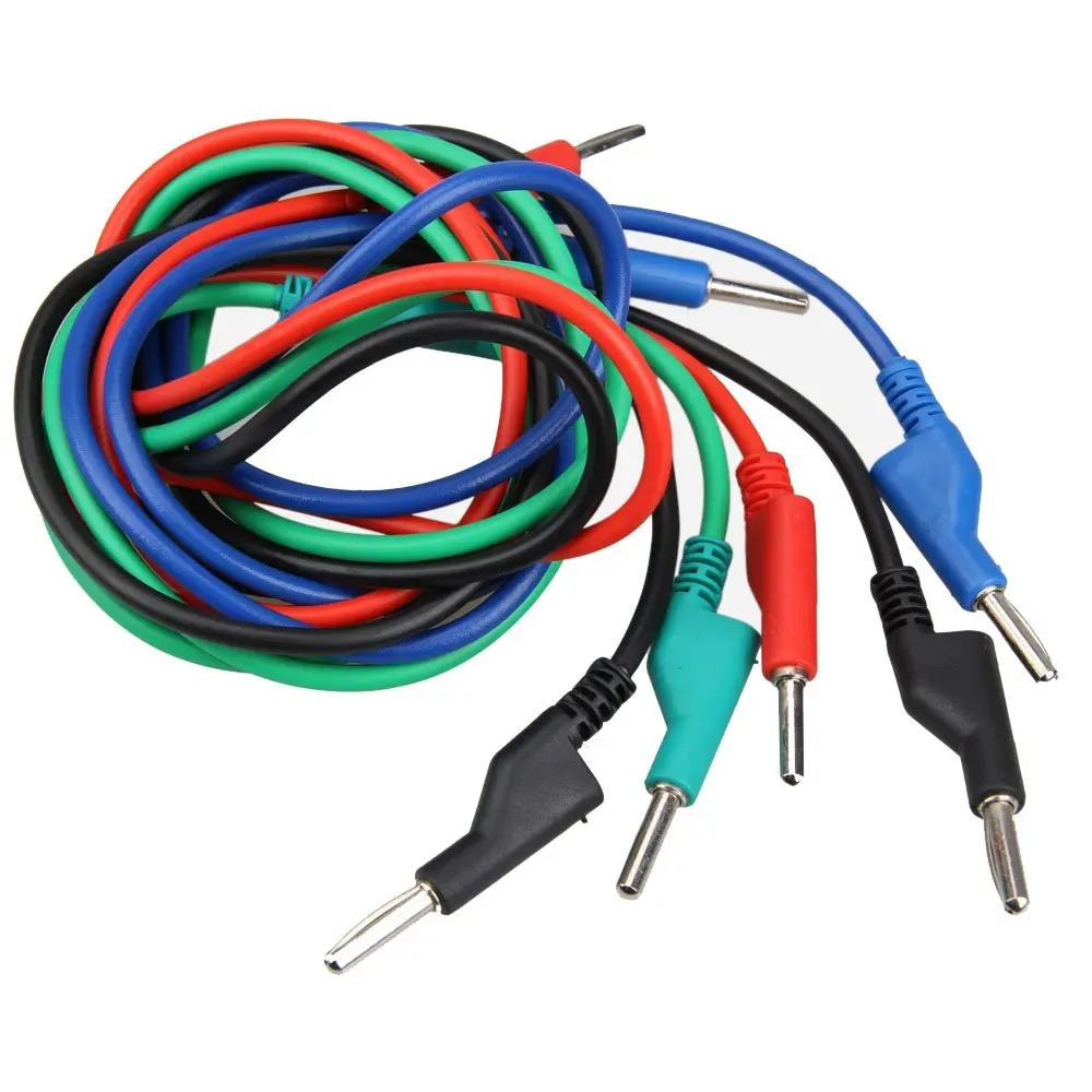 4pcs Dual 4mm Banana Plug Male Jack Silicone Test Cable M/M 1M | Обустройство дома