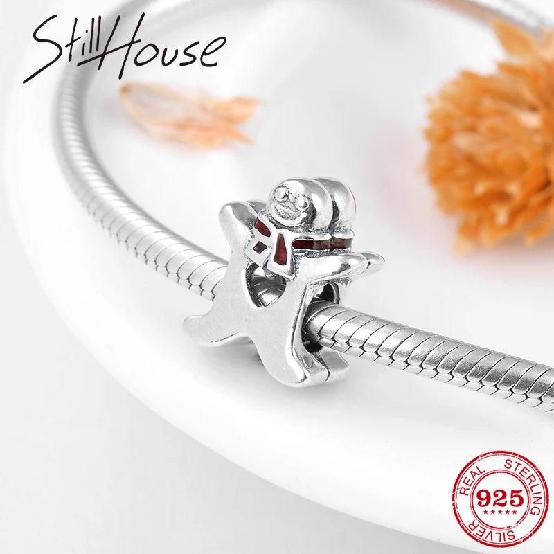 

Christmas Gift Happy Gingerbread man Fashion 925 Sterling Silver Metal Beads Fit Original Pandora Charm Diy Bracelets Making