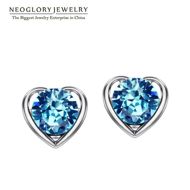 Neoglory 3 цвета стразы модные сердце серьги гвоздики для женщин ювелирное изделие 2020